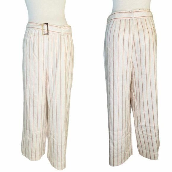 J. jill Linen Wide Leg Pants Culottes in Barleymult Color Linen Blend Medium NWT - Picture 3 of 14